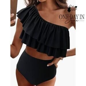 Vimpunec One Shoulder Ruffle Bikini Swimsuit Size XXL